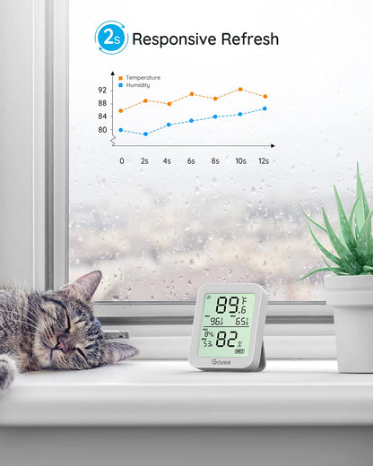 Govee Indoor Hygrometer Thermometer 2Pack H5075 with Bluetooth App Control | Room Temperature Humidity Meter, 164ft Remote Monitor, Smart Alerts, 2 Years Data Storage Export, for Bedroom Wine Cellar