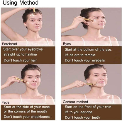 Beauty Bar 24k Gold Skin Care Face Massager Roller, 2 in 1 Electric 3D Roller and T Shape Energy Beauty Bar for Face Lift and Skin Tightening, Handheld Massagers