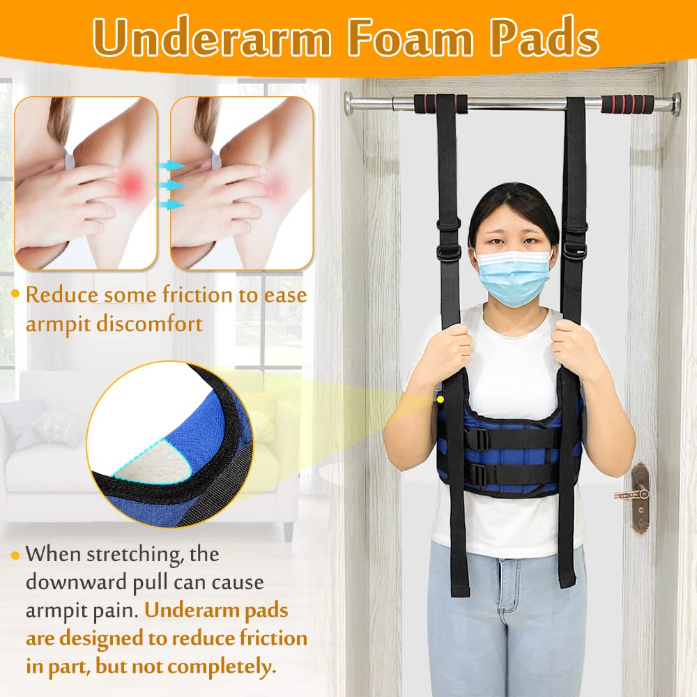 Back Stretcher Harness for Spinal Decompression, Lumbar Traction Belt & Inversion Table Alternative, Back Realignment Device for Herniated Disc Pain Relief – Large (42–50” Chest)