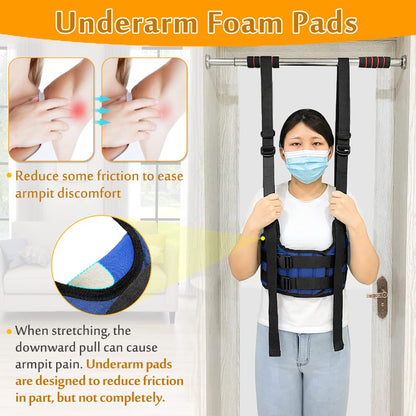 Back Stretcher Harness for Spinal Decompression, Lumbar Traction Belt & Inversion Table Alternative, Back Realignment Device for Herniated Disc Pain Relief – Large (42–50” Chest)
