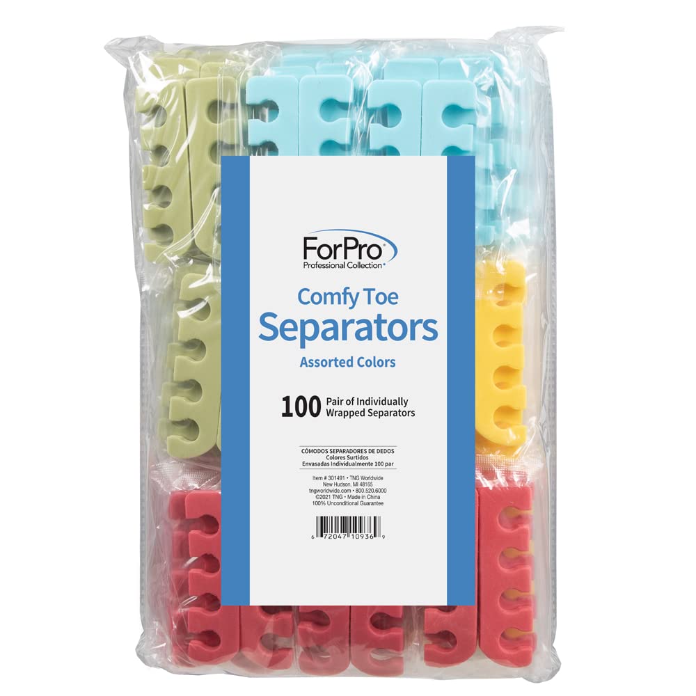 ForPro Professional Collection Comfy Toe Separators, White, Pedicure, 1" W x 3.5" L, 100-Pairs