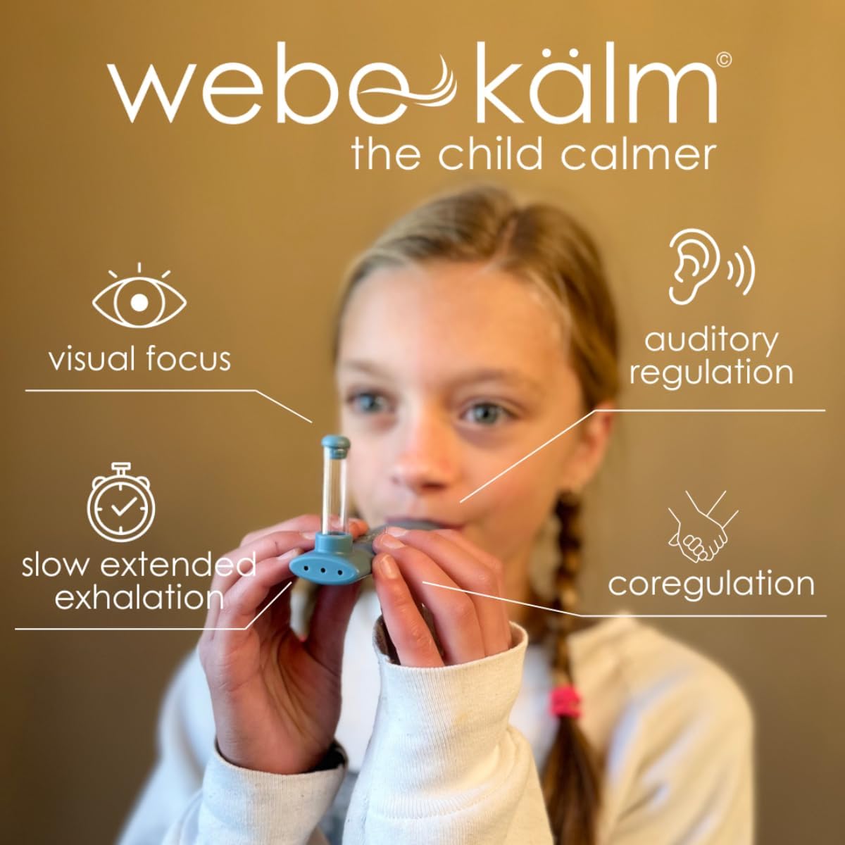 Product Title: webe kälm: Sensory tool for calming with slow exhalation, visual focus, and auditory regulation. Supports mindfulness, stress relief, bedtime, and anxiety. (Blue)