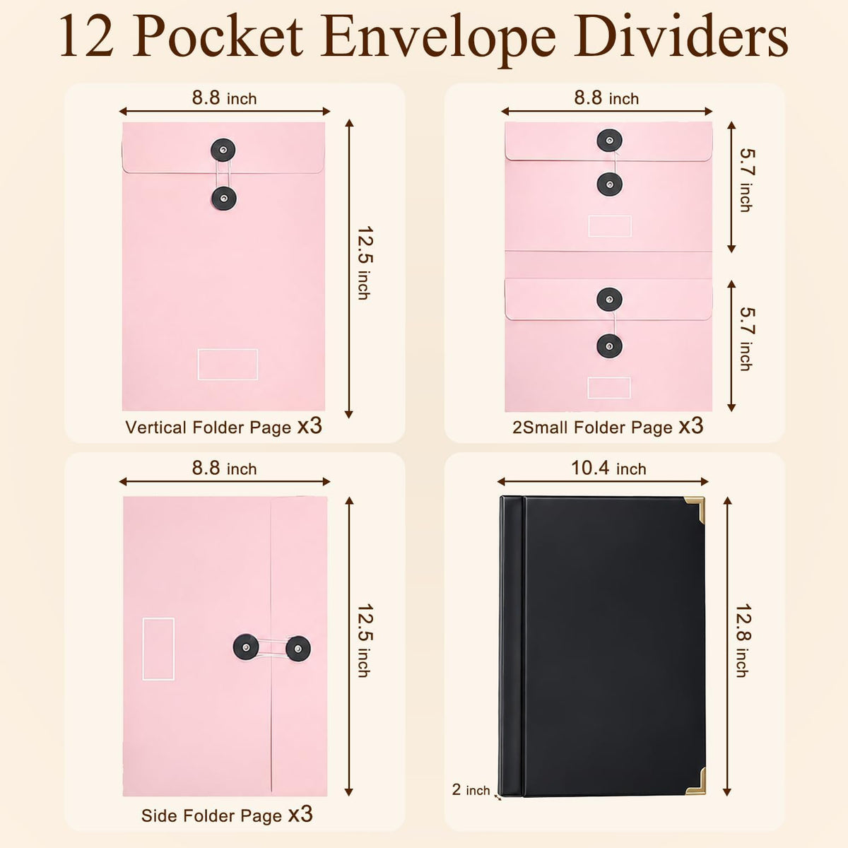 Document Organizer | in Case I Die Binder Organizer with Labels-Black+Pink