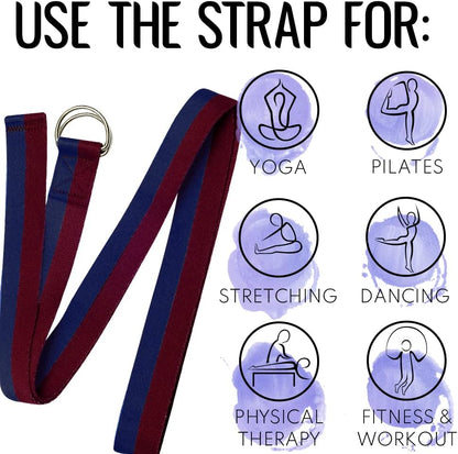TECEUM 2 IN 1 Yoga & Mat Strap for Stretching – Cotton – 6/8/10 ft