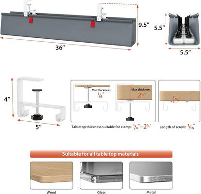Univivi No Drill Under Desk Cable Management Tray, 36 inch Cable Management