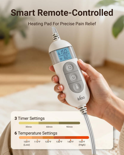 iDOO Heating Pad for Neck and Shoulders and Back for Pain Relief, Fathers Day Dad Gifts for Men, FSA Eligible Items & HSA Store, Large 24"x33" Weighted Electric Heat Pads for Back Gray