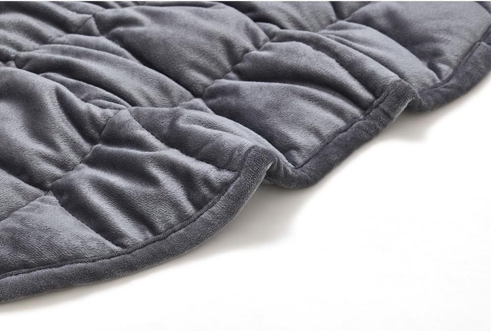 TONGDADA Weighted Lap Blanket 7lbs for Adult,Perfect for Relaxation, Lounging, Napping, Sleeping & Travel,Luxury Minky Weighted Body Blanket,Weighted Throw Blanket-Dark Grey Minky Dot, 29" x 24"