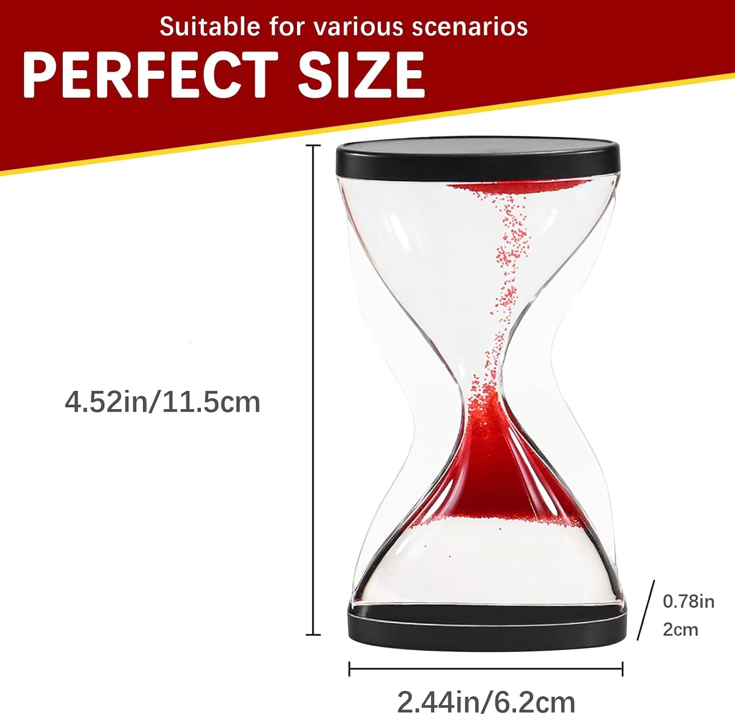 Upward Sand Timer Hourglass, 10 Minutes Sandglass Timer Sand Clock for Kids Games Classroom Kitchen Home Office Decoration, L69 x B29 x H153 mm (Green)