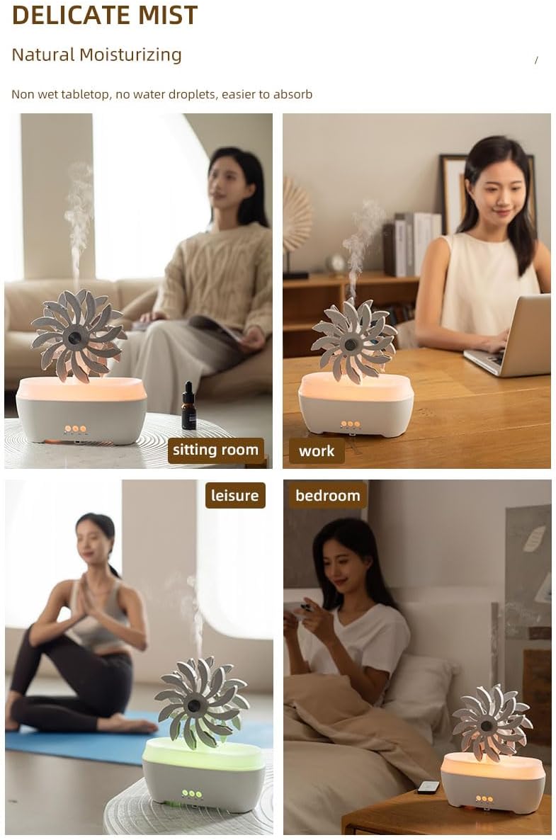 Windmill Aromatherapy Diffuser, 300ml Cloud and rain humidifier, Indoor Aromatherapy Machine, Baby humidifier.