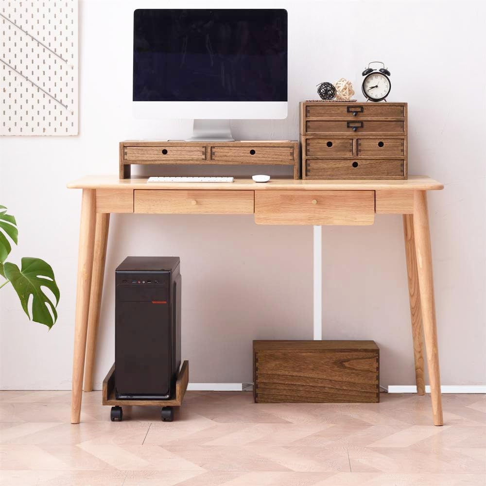 KIRIGEN Wooden Cable Management Box Set of 2, Cord Organizer, Natural