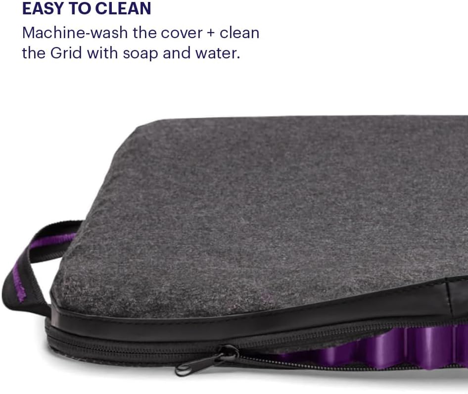 Purple Royal Seat Cushion, Portable 2 Inch Gel Seat Cushion, GelFlex Grid | Handles for Car, Office Chair, Stadium - Pressure-Reducing for Hard Seats, Temperature-Neutral, No-Slip - Made in USA