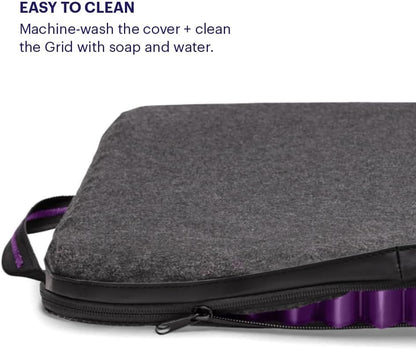 Purple Royal Seat Cushion, Portable 2 Inch Gel Seat Cushion, GelFlex Grid | Handles for Car, Office Chair, Stadium - Pressure-Reducing for Hard Seats, Temperature-Neutral, No-Slip - Made in USA