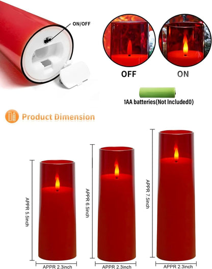 kakoya Flickering Flameless Candles Battery Operated with Remote and 2/4/6/8 H Timer Acrylic Led Pillar Candles Pack of 9 (appr D2.3"xH5.5"6.5"7.5")with Realistic 3D Wick Candles for Home Decor(White)