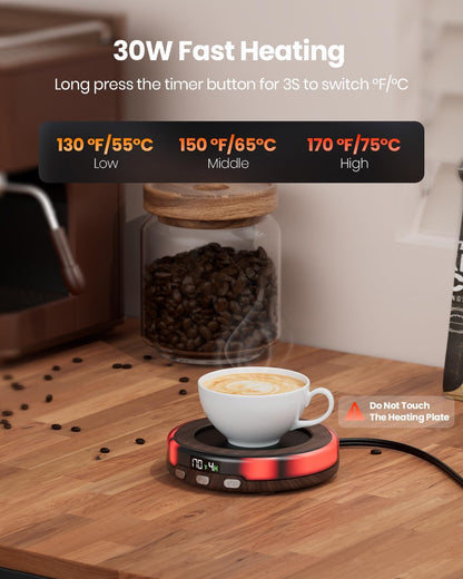 Gaiatop Coffee Mug Warmer for Desk, Beverage Heating Plate -Wood