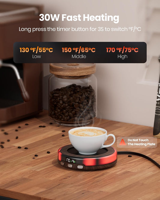 Gaiatop Coffee Mug Warmer for Desk, Beverage Heating Plate -Wood