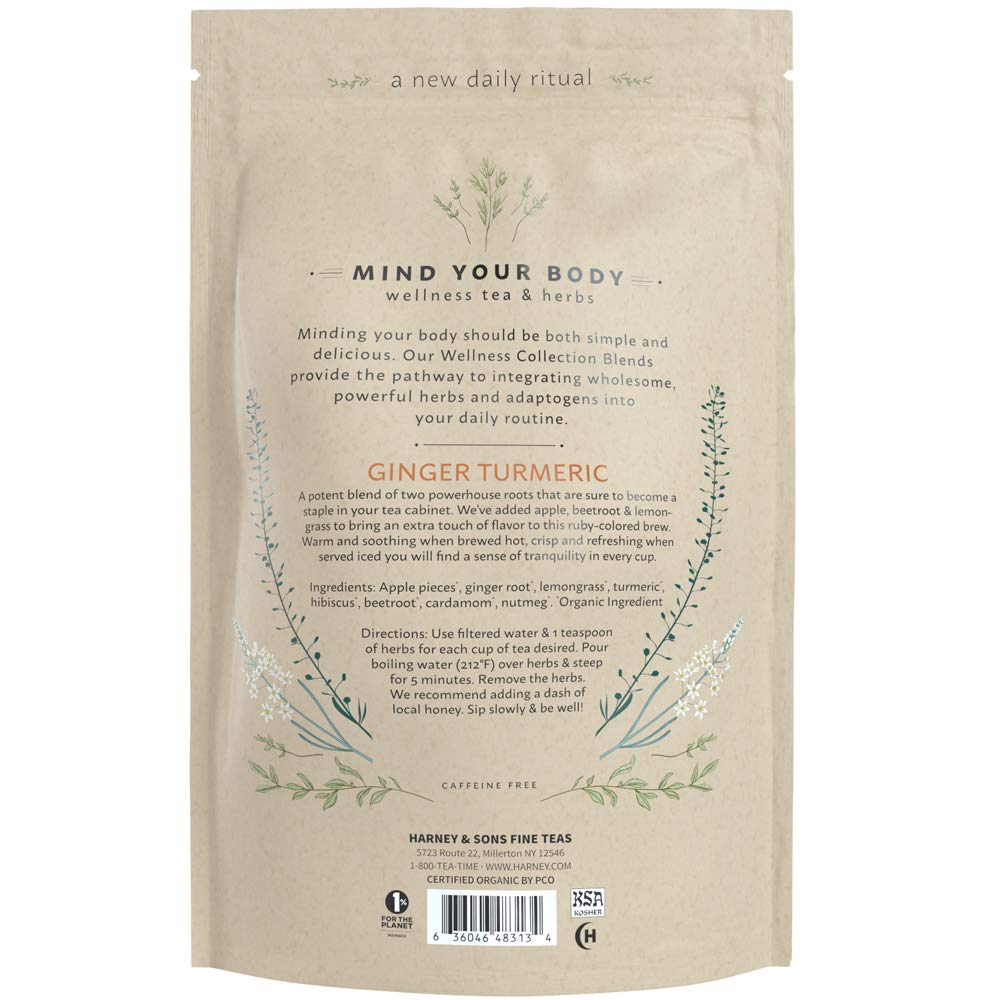 Harney & Sons Organic Ginger Turmeric Herbal Tea, Loose Leaf, 8 oz