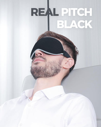 MZOO Luxury Sleep Eye Mask for Side Sleeper Men Women, Zero Eye Pressure 3D Sleeping Mask, Light Blocking Patented Design Night Blindfold, Soft Eye Shade Cover for Travel, Black