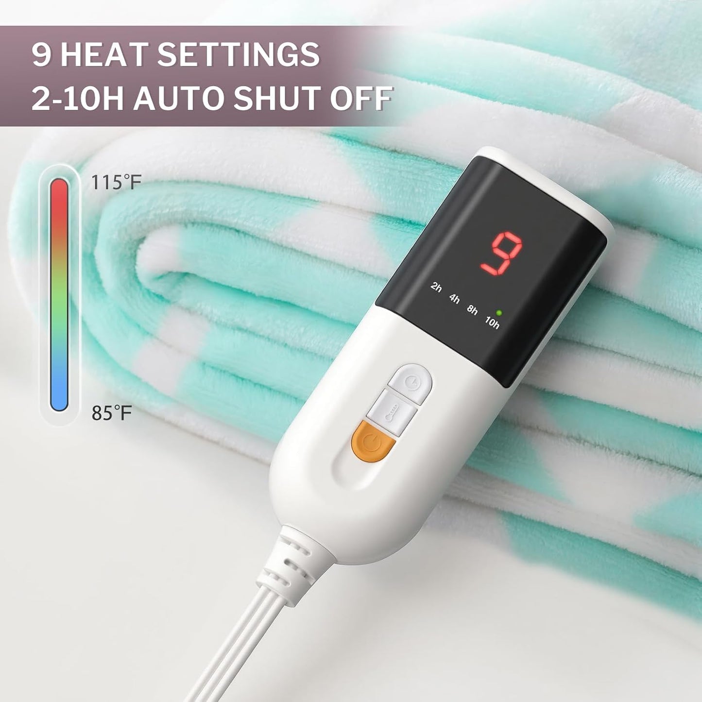 VENTIMI Electric Blanket Heated Throw, 50" x 60" Heated Blanket with 5 Heat Levels & 3 Hours Auto Off, Fast Heating Blankets with ETL & FCC Certification, Grey