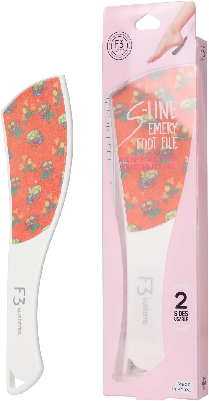 S-Line Emery Foot File, Colossal Double-Sided Pedicure Tool, Effective for Cracked Heel, Ergonomic Design for Easy Grip (White)