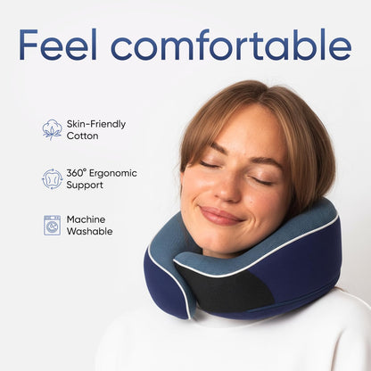 Proglobe Travel Neck Pillow for Airplanes, Long Haul Flight Kit, Grey