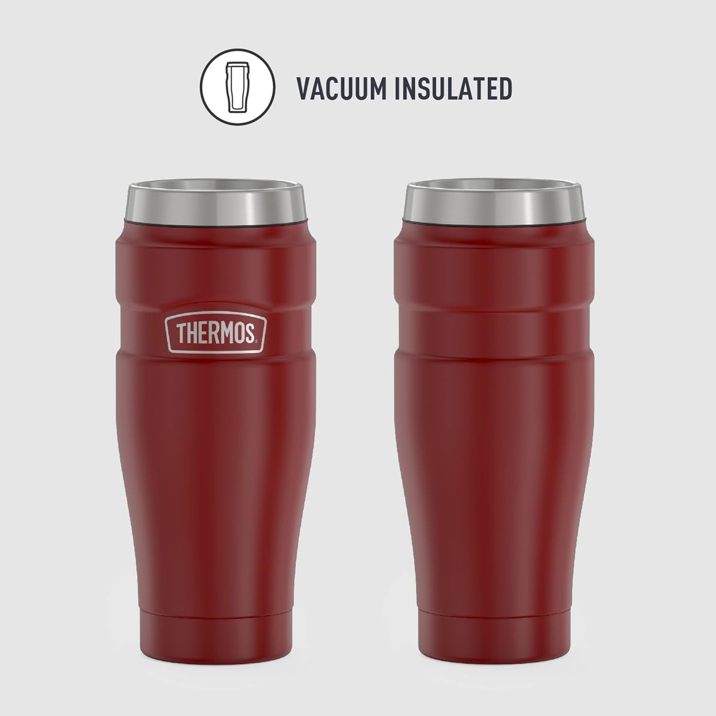 THERMOS Stainless King Vacuum-Insulated Travel Tumbler, 16 Ounce, Matte Steel