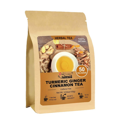 FullChea - Turmeric Ginger Cinnamon Tea Bags, 50 Count Herbal Blend