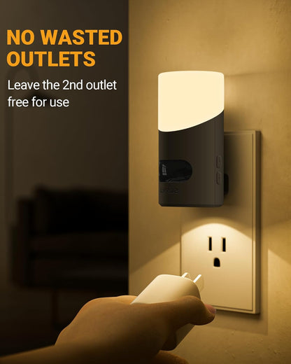 Lyridz Amber Night Light with Motion Sensor, 1-150LM Dimmable Plug-in Nightlight Indoor for Bedroom, Bathroom, Hallway, Stairs, Pet House, Toilet, 2 Pack