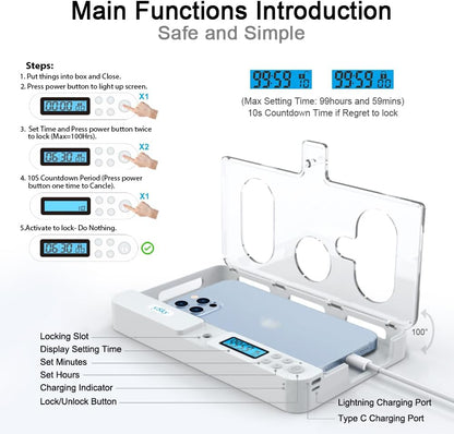 ySky Phone Lock Box with Timer,Phone Access Blocker Device for Cell Phones, Limits Smartphone Access, Reduces Screen Time & Improves Focus,Timed Jail Locker to Help Kids,Students, Adults Focus Back