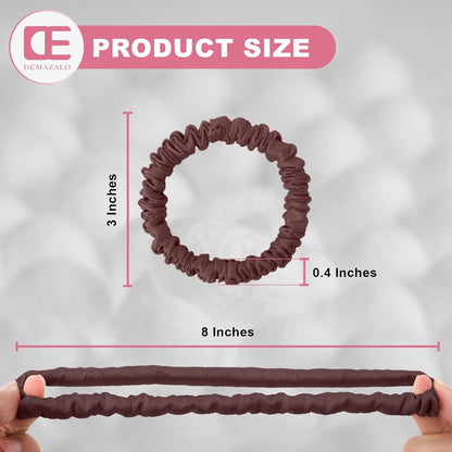 6Pcs Silk Hair Ties 100% Pure Mulberry Silk Scrunchies for Women Girls | No Hair Crease, Anti Frizz, Gentle Hold, No Damage, Black Brown Pink