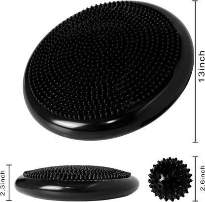 Wobble Cushion, Balance Disc, Wiggle Seat, Balance Pads for Physical Therapy, Stability Disc, Wobble Board for Dogs, Office, Sensory Kids, Classroom with Spiky Massage Ball
