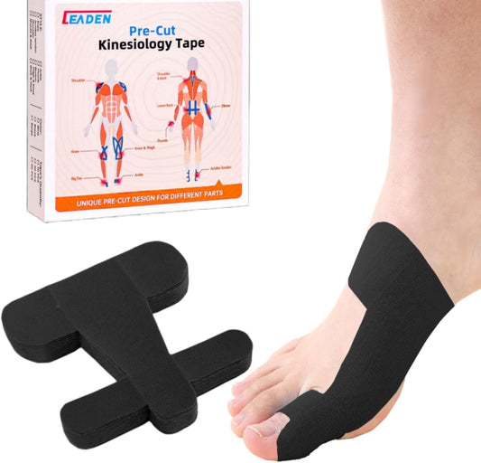 Precut Kinesiology Tape for Bunion, 40 Pcs, Black