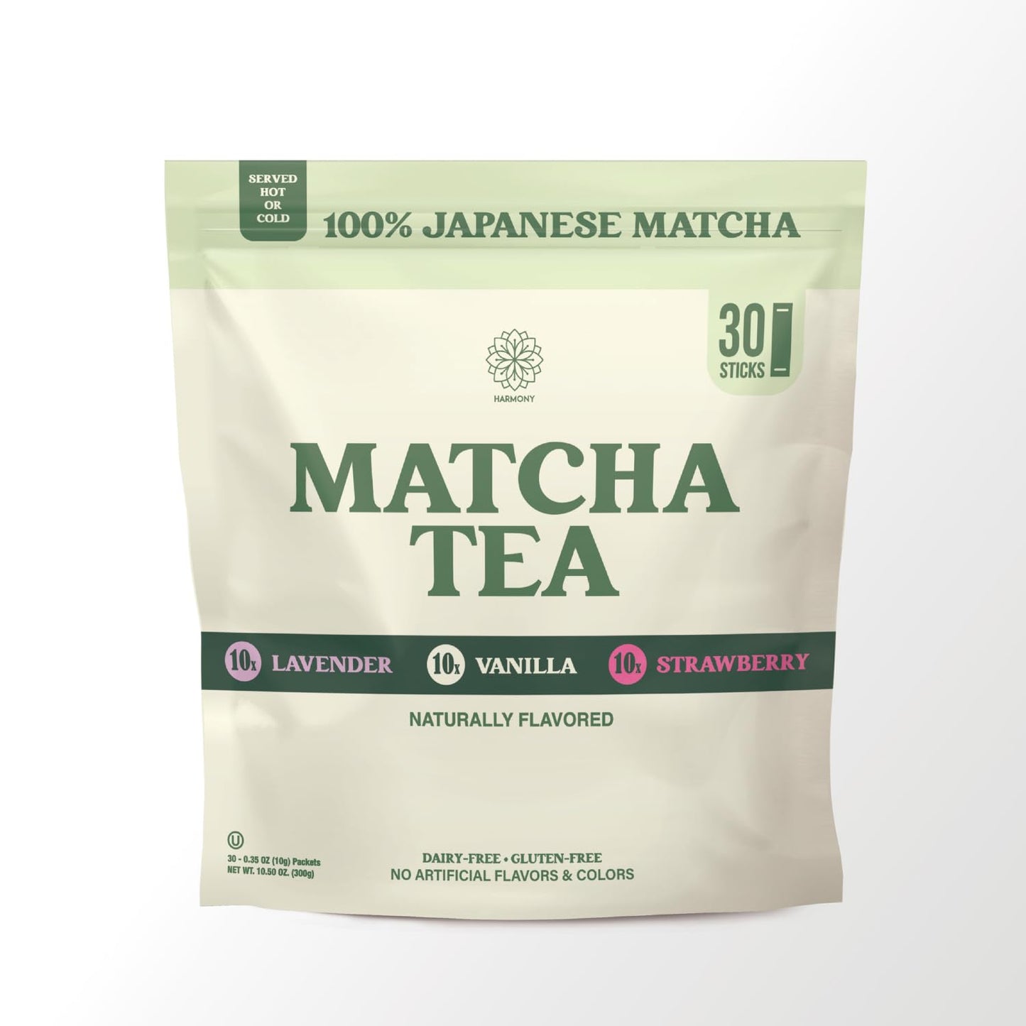 The Harmony Matcha Lavender (10 Sticks) Premium Japanese Matcha Powder, Rich in Antioxidants & L-Theanine, Sweetened with Organic Sugar, No Preservatives