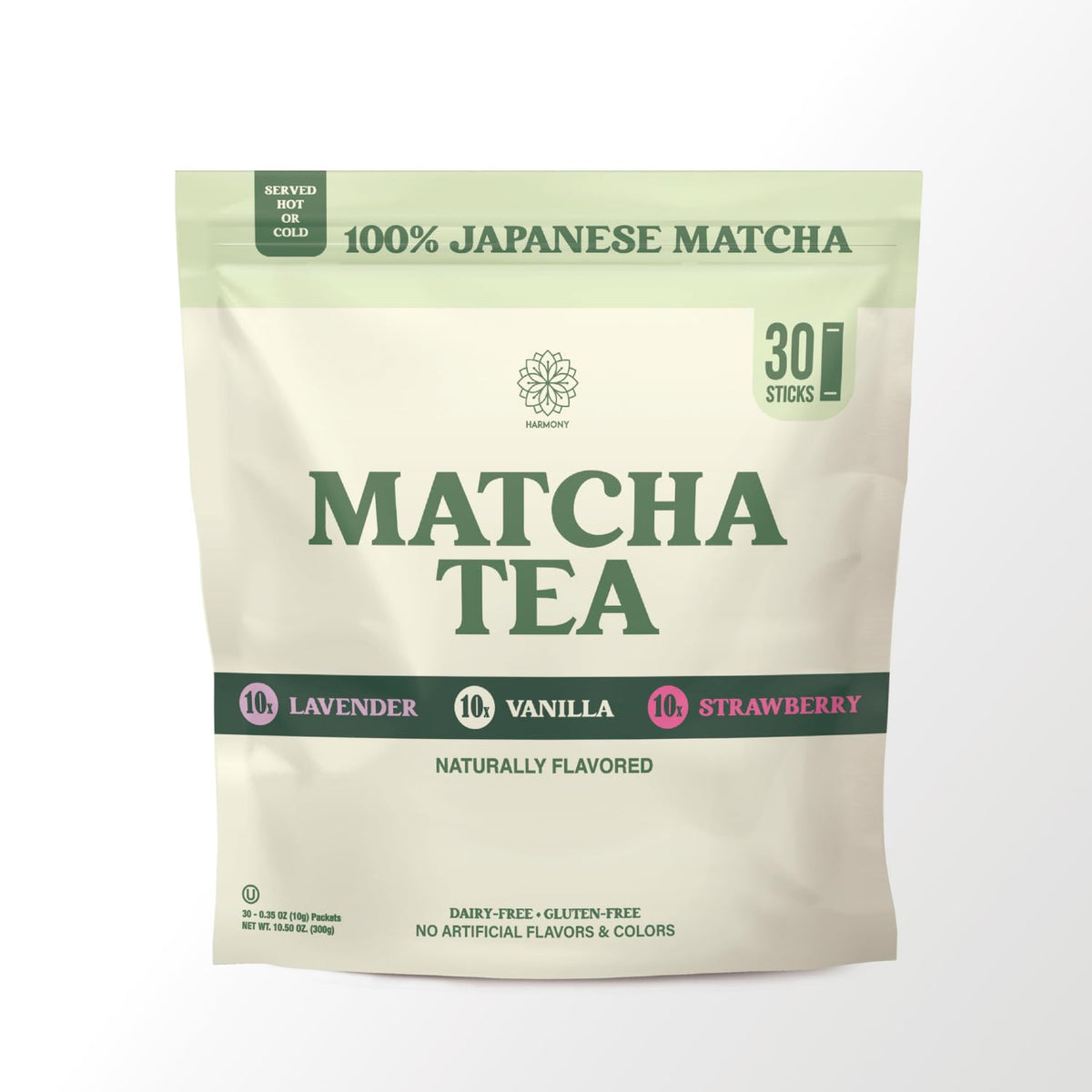 Harmony Premium Japanese Lavender Matcha Tea, 10 Sticks