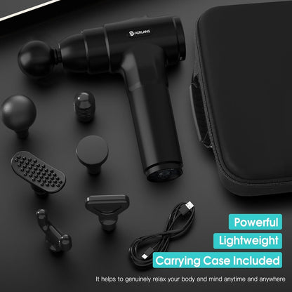 AERLANG Muscle Massage Gun, Back Massager Deep Tissue Gun for Athletes to Relief Pain and Relax with 20 Adjustable High Intensity Speeds 6 Heads, Body Carrying Case