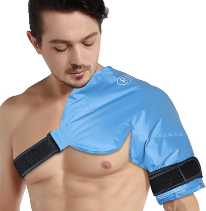 REVIX Shoulder Ice Pack for Rotator Cuff Cold Therapy, Arm Gel Ice Pack for Injuries Reusable, Flexible Cold Compression Wrap for Post-Workout Recovery, Fatigue and Shoulder Discomfort, Blue