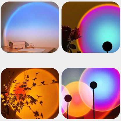 Sunset Lamp Projection Spotlight with Remote RGB 16 Colors for Influencer Video, 360 Degree Rotation Sunset Light Projector, Rainbow Projection Lamp LED Night Light for Bedroom, Party, Photography