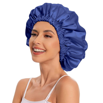 Satin Bonnet Silk Bonnet Hair Bonnet for Sleeping-Slouchy Beanie Hat Satin Sleep Cap for Women's Natural & Curly Hair(Blue Zircon)