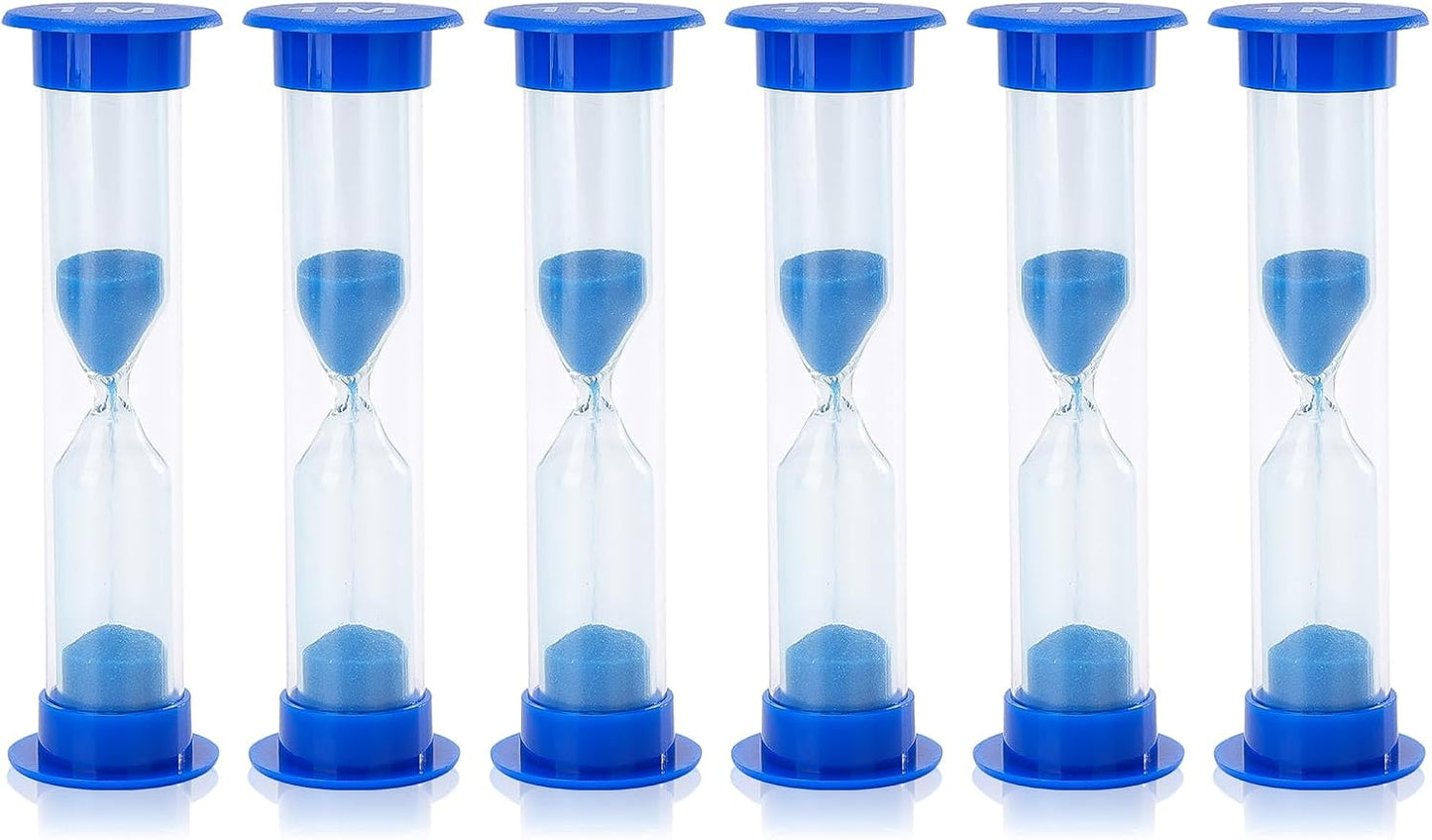 I-MART 6 Pcs Plastic 1 Minute Sand Timer Sandglass Hourglass Sand Clock, Blue