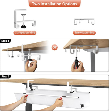 Univivi No Drill Under Desk Cable Management Tray, 36 inch Cable Management