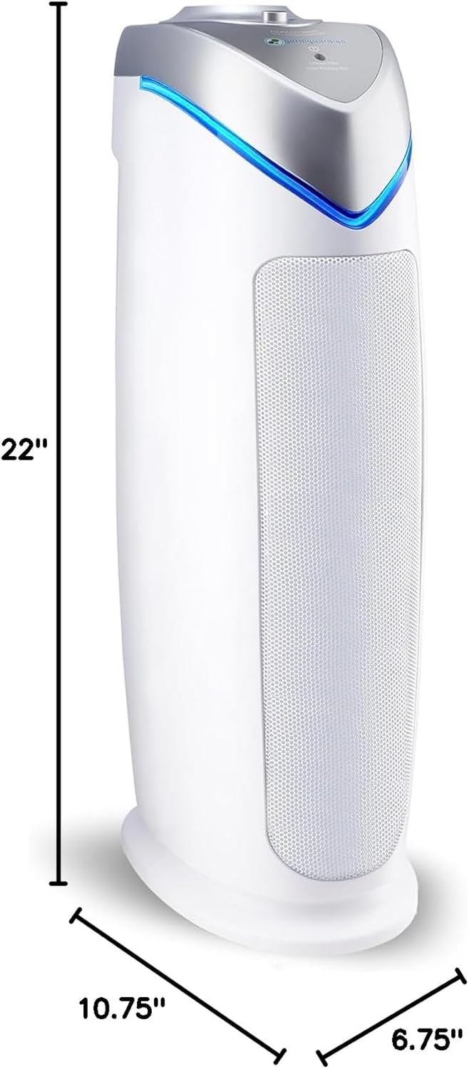 GermGuardian HEPA Air Purifier - Large Room Air Purifier for Bedroom, Office, Dorm, and Home - Filters Pet Dander, Dust, Pollen, Smoke, Scents - AC4825E - 22" Tower - Gray