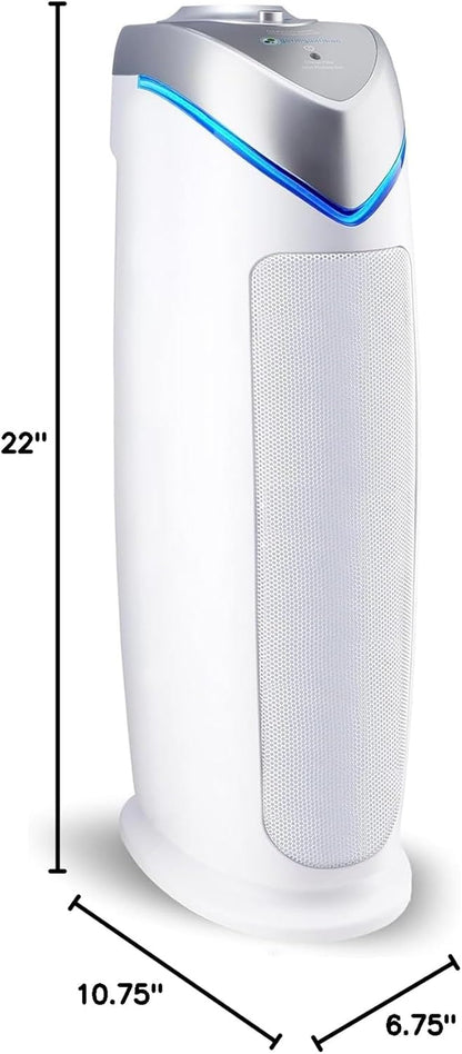 GermGuardian HEPA Air Purifier - Large Room Air Purifier for Bedroom, Office, Dorm, and Home - Filters Pet Dander, Dust, Pollen, Smoke, Scents - AC4825E - 22" Tower - Gray