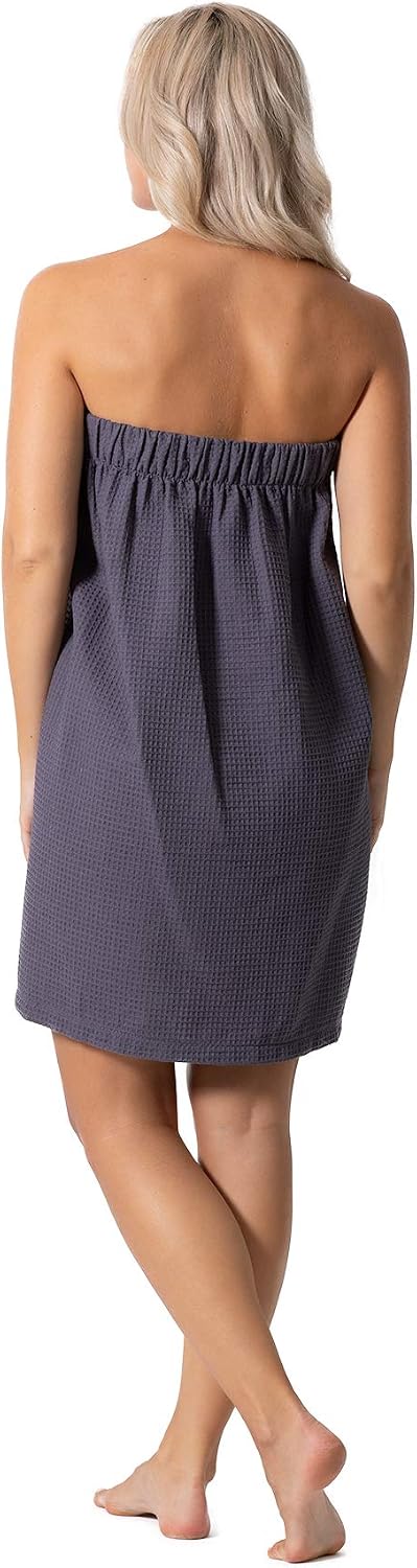 Turkish Linen Women’s Waffle Spa Body Wrap with Adjustable Closure