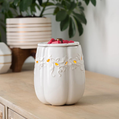 Candle Warmers ETC. Illumination Fragrance Warmer- Light-Up Warmer for Warming Scented Candle Wax Melts and Tarts or to Freshen Room, White Harmony