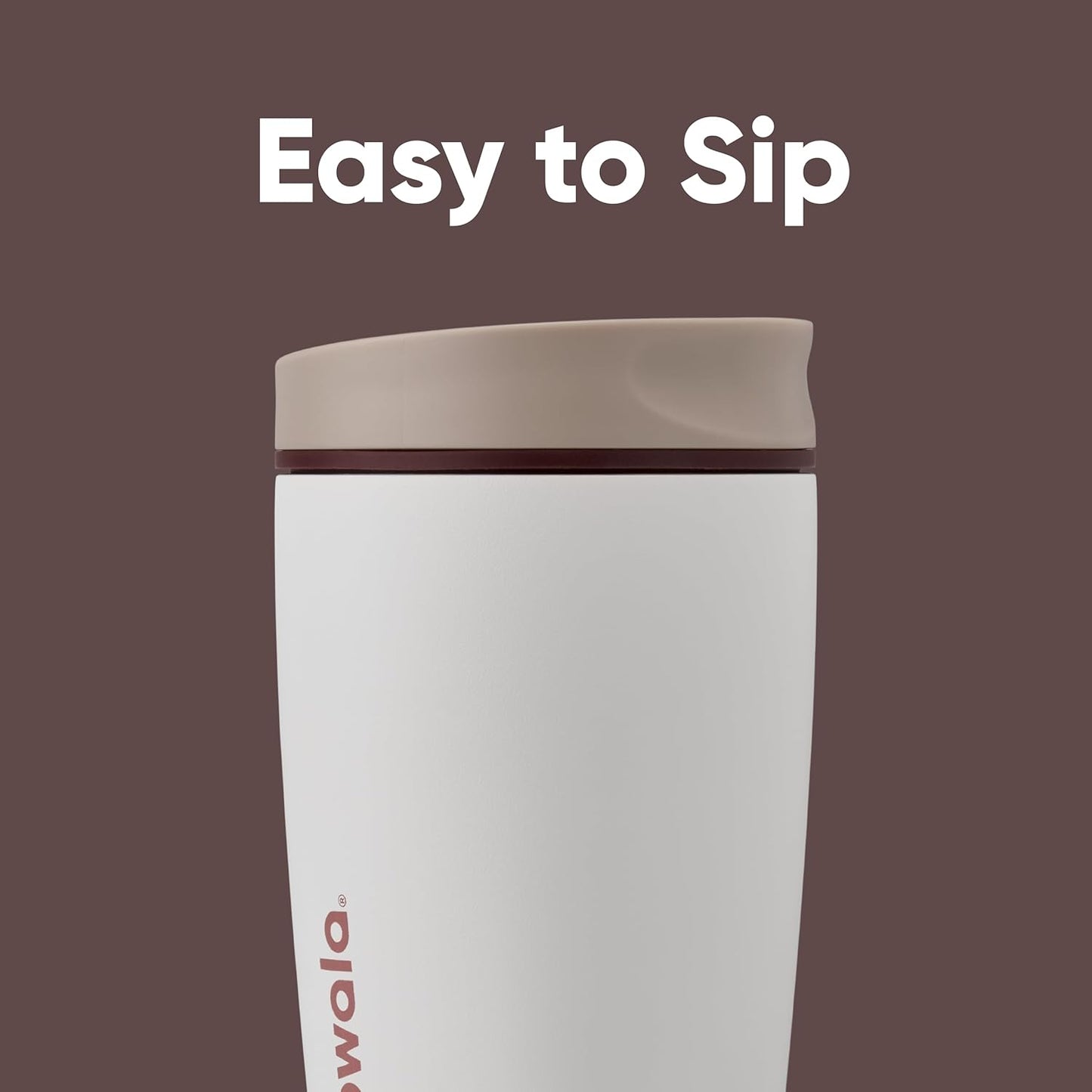 Owala SmoothSip Slider Insulated Stainless Steel Coffee Tumbler, Reusable Iced Coffee Cup, Hot Coffee Travel Mug, BPA Free 12 oz, Pink (Pucker Up)