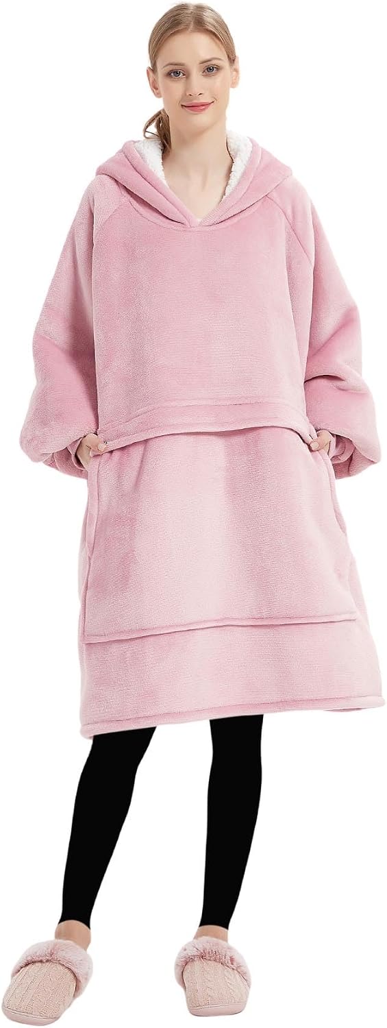KFUBUO Wearable Blanket Hoodie for Adults Sherpa All Patterns Cat Oversized Sweatshirt Blanket with Pockets for Women