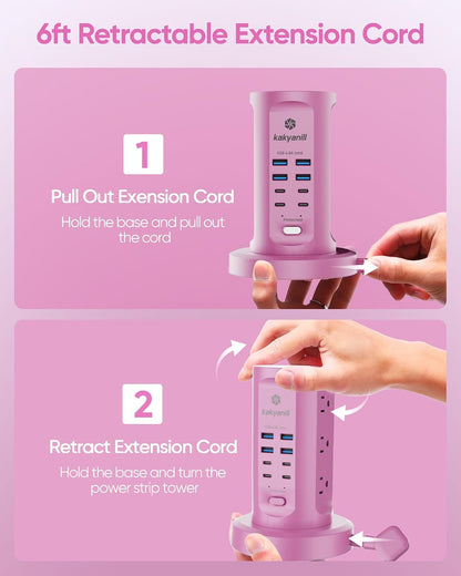 Power Strip Tower, kakyanill Charging Station 9 AC Outlets 8 USB Ports