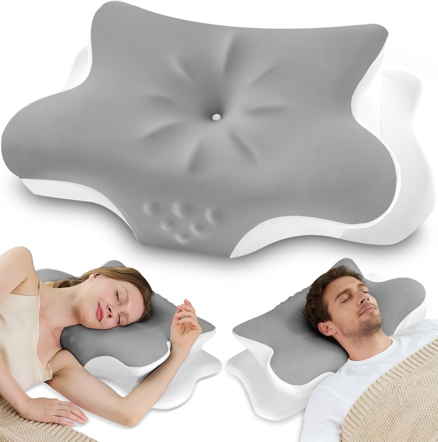 Cervical Neck Pillows with Memory Foam - Neck Pillows for Pain Relief Contour Memory Foam Pillows Ergonomic Neck Support - Adjustable Orthopedic Bed Pillows with Breathable Pillowcase for Sleeping