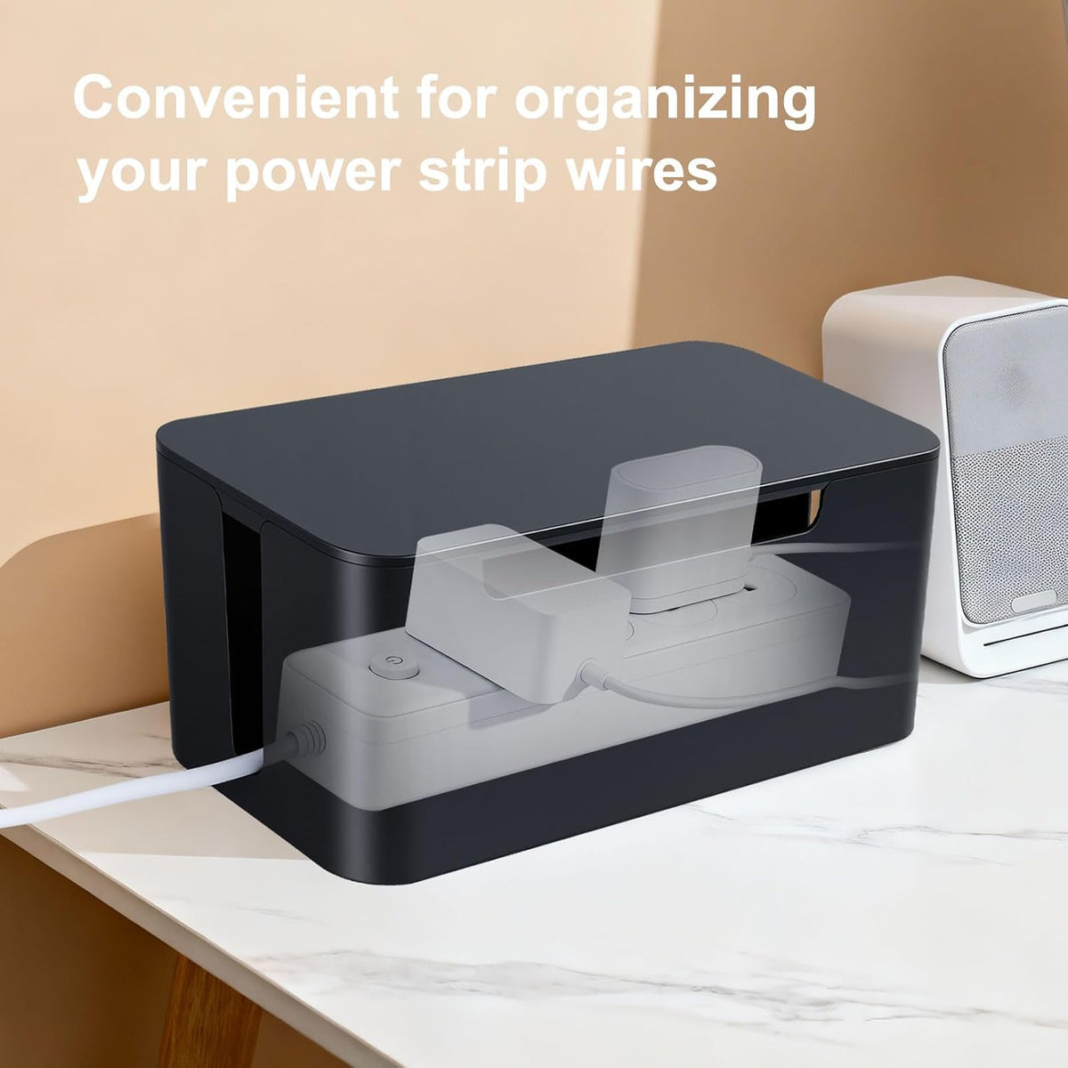 Eichzer Cable Management Box with Lid, Three Entry/Exit Slots, White