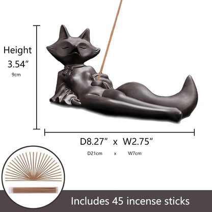 ChangWanna Frog Incense Stick Holder - Ceramic Insence Burner Ash Catcher, Insense Stand with 45 Sandalwood Sticks, Ornament for Aromatherapy/Yoga/Meditation/Home Living Room Office Decor