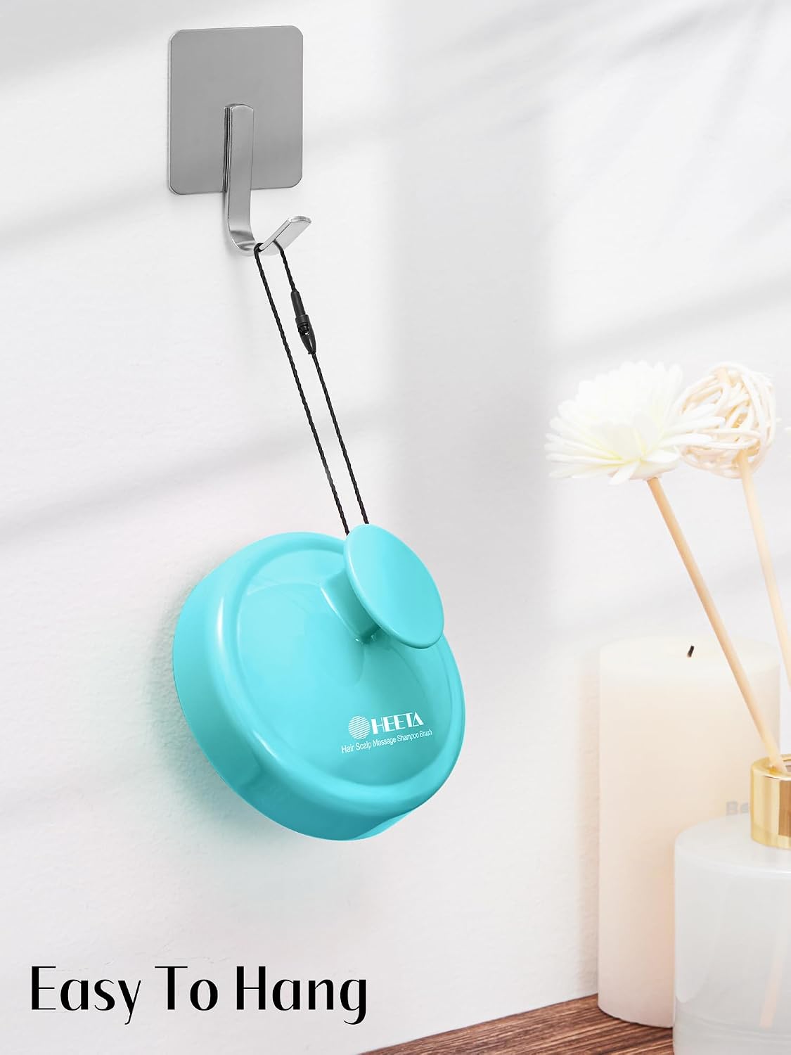 HEETA Hair Scalp Massager for Hair Growth, Shampoo Brush, Scalp Scrubber Exfoliator with Soft Silicone Bristles for Dandruff Removal to Relieve Stress, Wet Dry Use Updated Material, Beige